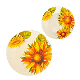 2 appetizer + 2 dinner plates ROYAL NORFOLK SUNFLOWER yellow flowers floral Sunflower