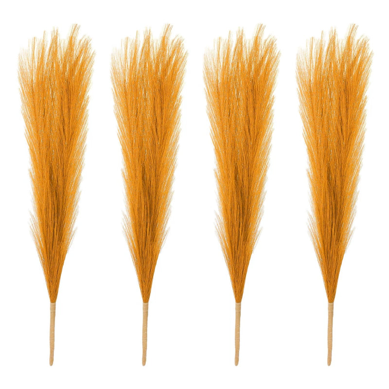 4 Pcs 17 Inch Faux Pampas Grass Artificial Boho Decor Golden Dried Flower