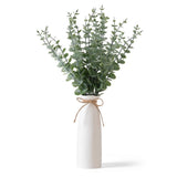 Vase with Greenery, 20pcs Artificial EucalyptusStems in White Vase, Boho Home... Green Plant
