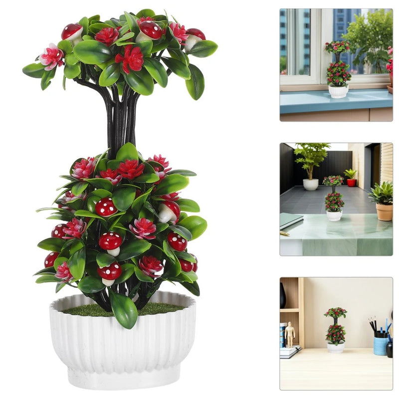 Fake Plants for Shelf Artificial Indoor Tree Bathroom Farmhouse Decor Bonsai Green Plant