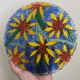 Kathi D. Doughtery Flowers Sunflowers Fused Glass 8" Decorative Mosaic Trivet Sunflower