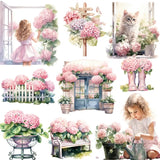 Pink Hydrangea Garden Girl Boots Stickers Stationery Journal Scrapbooking Craft Hydrangea