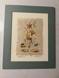 Matted Dried Pressed Flower Art ÒWildflowerÓ Ô91 Signed 8" x 10Ó Dried Flower