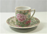 Vintage 1988 Lefton China Pink Peony Flower Demitasse Cup and Saucer Set Peony