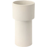 White Ceramic Flower Vase, Decorative Vase for Pampas Grass, Ribbed Vases for... Pampas Grass