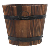 Wooden Garden Pot Barrel Flowerpot 18.5 X 15.0 X 13.5 cm Vintage Style Planter Garden Plants