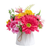 Small Fake Flowers in Plastic Vase 7" Centerpieces Coffee Table Decor, Silk F... Hydrangea
