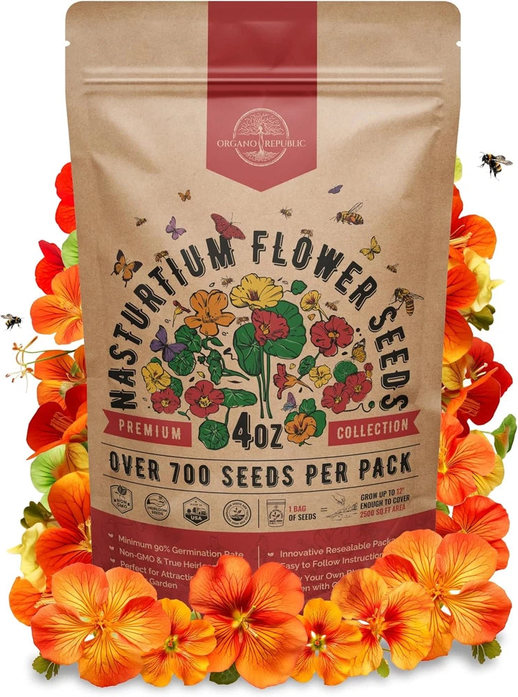 Nasturtium Seeds 700+ Heirloom Non-GMO Edible Flower Seeds Indoor Outdoor Garden Garden Plants