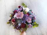 Lavender Dusty Blue Bridal Bouquet Burgundy Sola Wood Flower Bridesmaid Wedding Bouquet