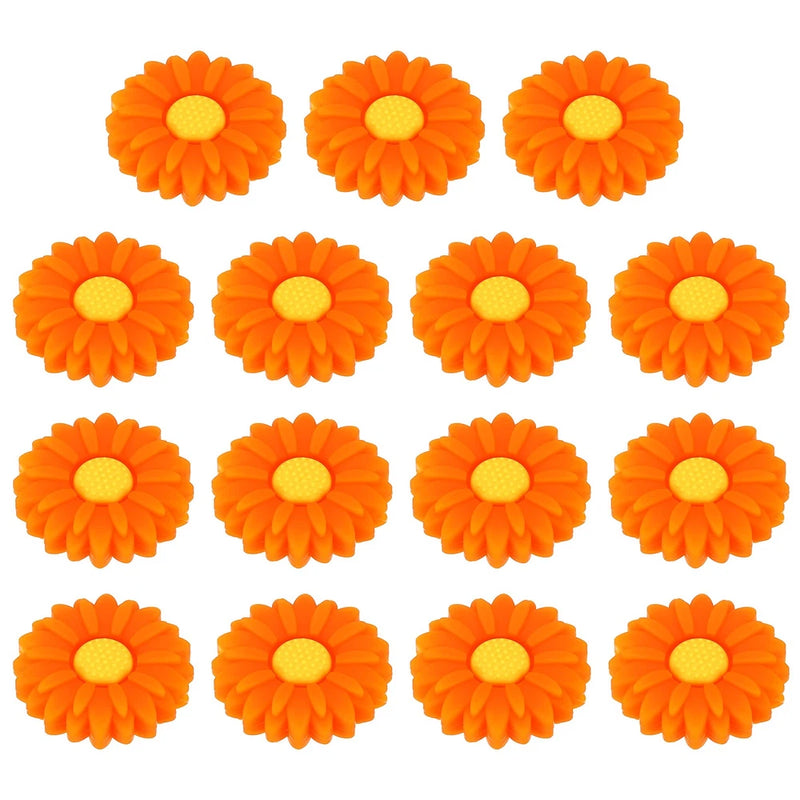 30mm Silicone Flower Beads, 15 Pcs Sunflower Bead, Orange Yellow Sunflower