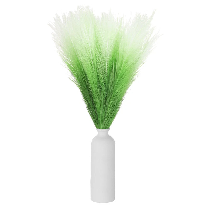 6PCS Faux Pampas Grass, 18"/46cm Artificial Fluffy Grass Stems, Gradient Green Pampas Grass