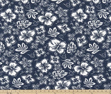 Premier Prints Hibiscus Vintage Indigo 55" Cotton Fabric by the Yard Flowering Plants