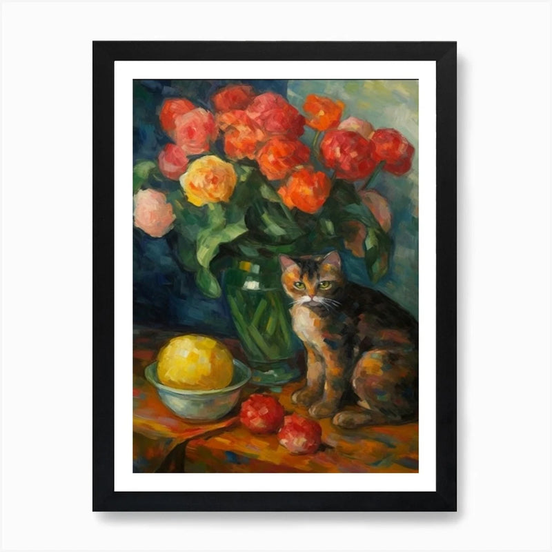 Flower Vase Ranunculus With A Cat 3 Framed Wall Art Poster Canvas Print Picture Ranunculus