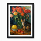 Flower Vase Ranunculus With A Cat 3 Framed Wall Art Poster Canvas Print Picture Ranunculus