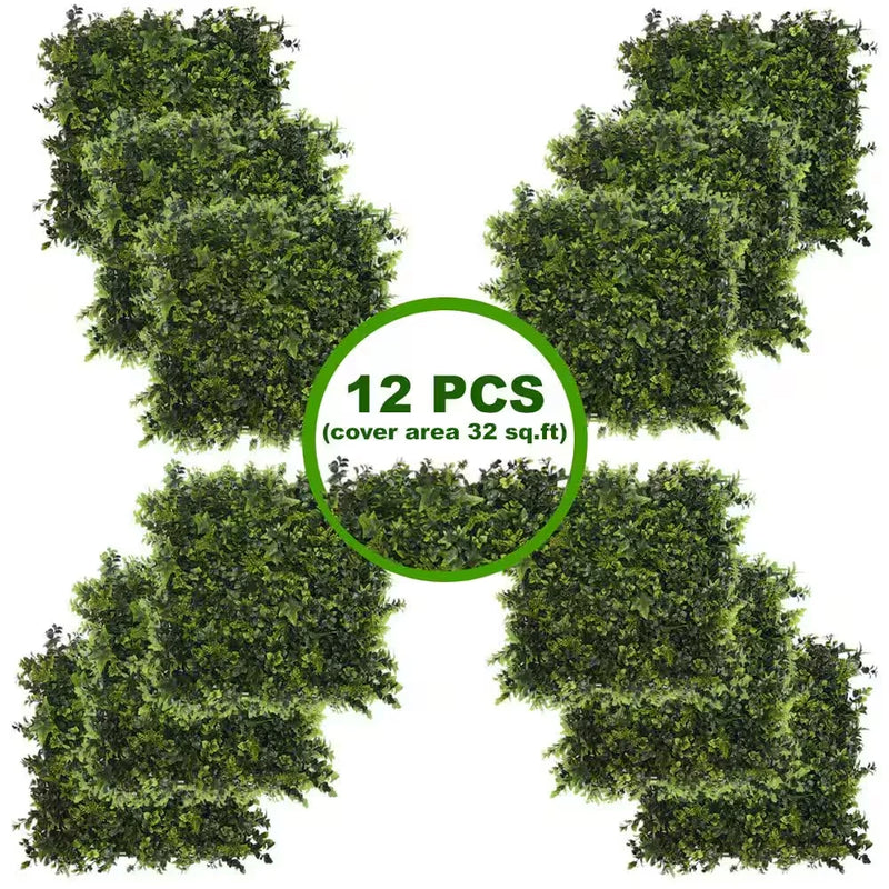Set of 12 Artificial Green Moss Leaf Panels Each Panel 19.68 In. W. X 19.68 In. Green Plant