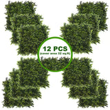 Set of 12 Artificial Green Moss Leaf Panels Each Panel 19.68 In. W. X 19.68 In. Green Plant