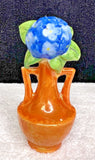 Vintage Made in Japan Luster Blue Hydrangea Flower Vase Miniature 4 3/4 Inch Hydrangea