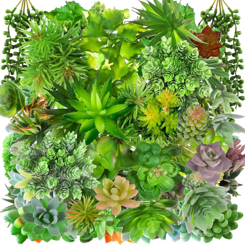 Tigeen 120 Pcs Artificial Succulents Unpotted Small Fake Succulents Realistic... Green Plant
