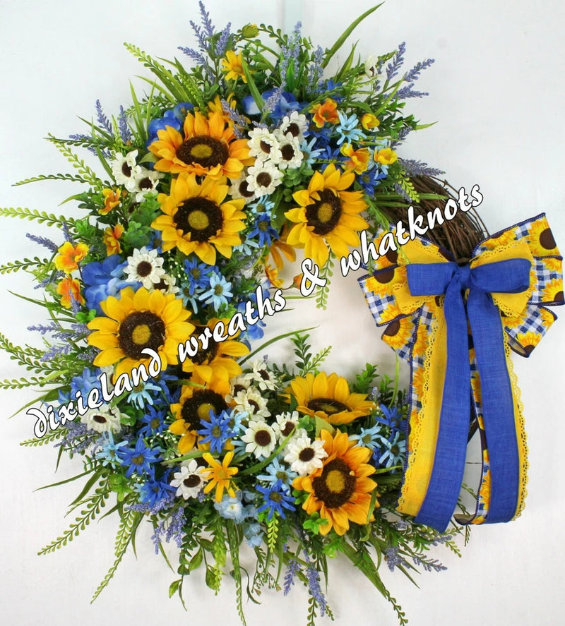 SUNFLOWER WREATH, FLORAL WREATH, SPRING WREATH, SUMMER WREATH, EVERYDAY WREATH, Sunflower