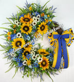 SUNFLOWER WREATH, FLORAL WREATH, SPRING WREATH, SUMMER WREATH, EVERYDAY WREATH, Sunflower