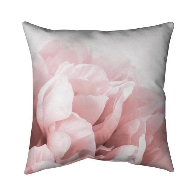 Pink peony print throw pillow, 26 x 26 in, square decorative cushion cover