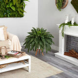2.5 Ft. Boston Fern Artificial Plant in White Planter with Legs Green Plant