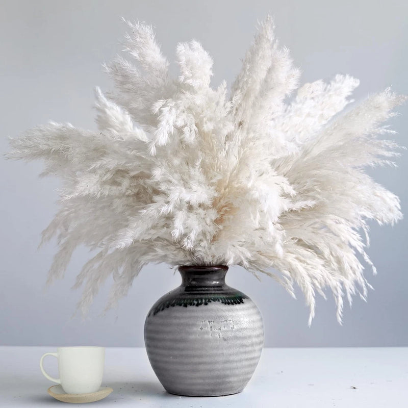 35-inch Tall White Pampas Grass Bouquet Decor - Boho 20-Tall White, Pampas Grass