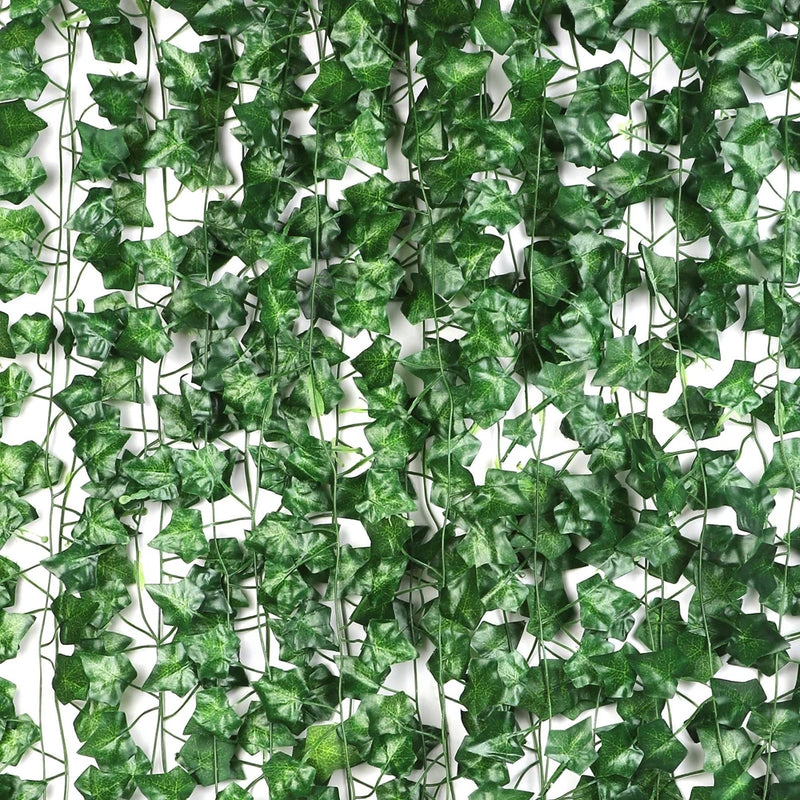 Artificial ivy garland with dense green leaf vines, hanging decoration