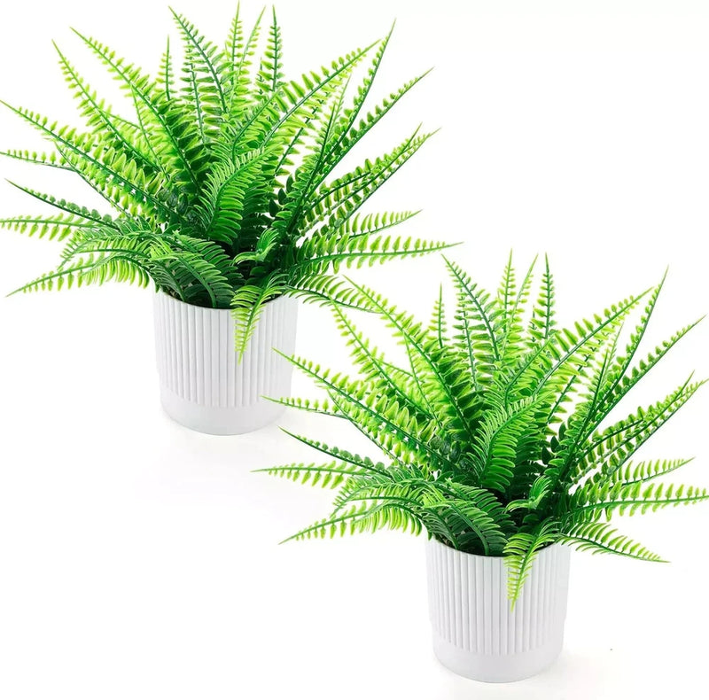 Der Rose 2 Packs 11.5" Fake Plants Artificial Ferns for 11.5in, Green Green Plant