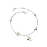 Dainty Bee Daisy Flower Link Bracelet Cute Sweet Silver Gold Plated Sunflower Ho Sunflower