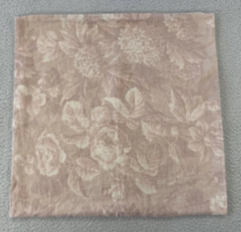 Pottery Barn Floral Linen Pillow Cover 21x22 Roses Hydrangea Dusty Pink Hydrangea