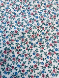VTG SPRING TIME TINY Ditsy Pink  & Blue Florals on White Cottagecore BTFQ Flowering Plants