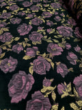 Mauve Gold Floral Metallic Brocade Fabric Sold By The Yard Black French Organza Flowering Plants