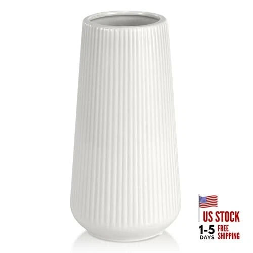 Ceramic Vase,  Small Cute Flower Vase for Pampas Grass, Home, Living White Pampas Grass