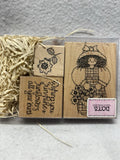Dots Sunshine & Sunflowers S169 Woman Flowers Rubber Stamp Set W/ Case Wood Sunflower