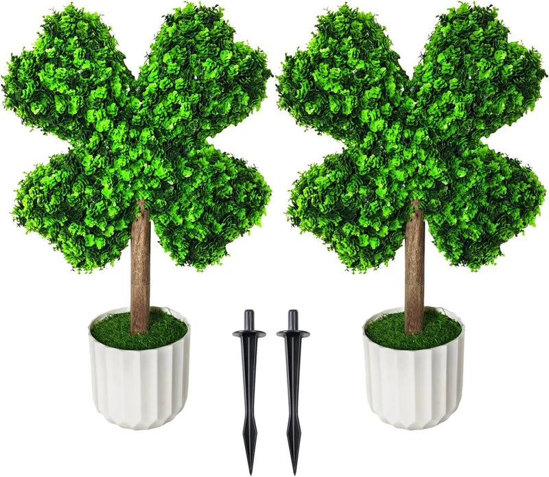 2 Pack 22" Tall Lucky Four Leaf Clover Artificial Plants for St. Patrick's Day Green Plant