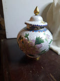Vintage 6 1/4Ó tall Chinese Cloissoine vase with peony flower decoration. Peony