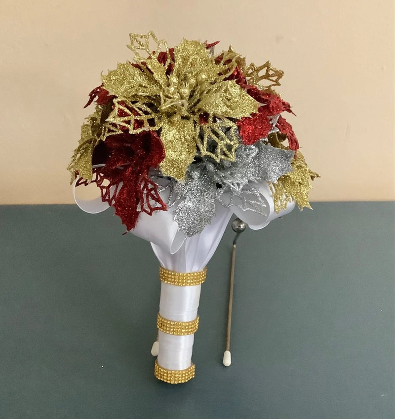 Glitter poinsettia wedding bouquet Bouquet