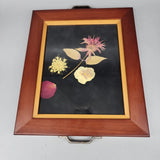 Vintage Glass wooden Framed Dried Pressed Flowers 13x11" wall art hanging Dried Flower