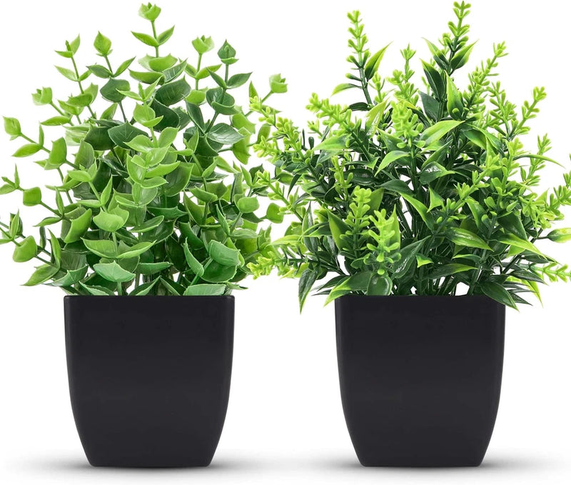 2 Pack Small Fake Plants Black Bathroom Accessories for Home Bedroom Bathroom Ki Green Plant