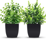 2 Pack Small Fake Plants Black Bathroom Accessories for Home Bedroom Bathroom Ki Green Plant