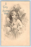 c1905 Easter Fairy Lilies Flowers Signed Artist Unposted Antique Postcard Lily
