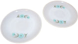 Set of 2 Fire King Oven Ware BONNIE BLUE CARNATION CORN FLOWER Saucers MINT Carnation