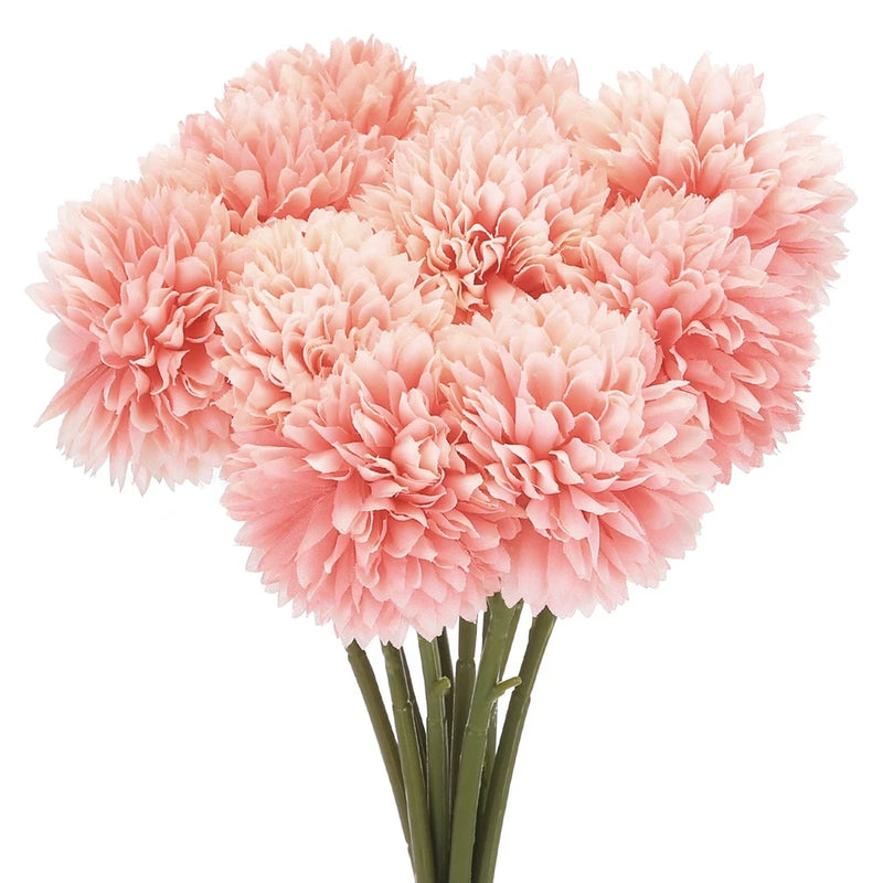 Artificial Flower Heads Silk Chrysanthemum Hydrangea Light Red Faux 12Pcs Hydrangea