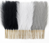50pcs Pampas Grass 17in, Black Fake & Grey White Pampas Grass