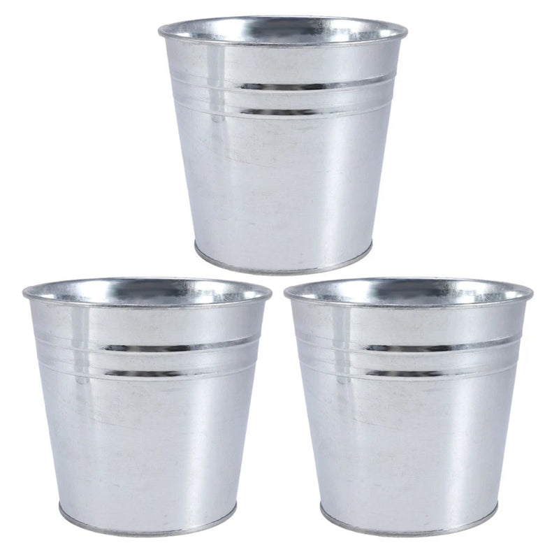 3 PCS Flower Pots Metal Imitation Flowerpot Garden Decor Iron Bucket Garden Plants
