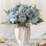 Peonies Artificial Flowers in Vase, Fake Hydrangea Silk Peony Flower Bouquet wit Hydrangea