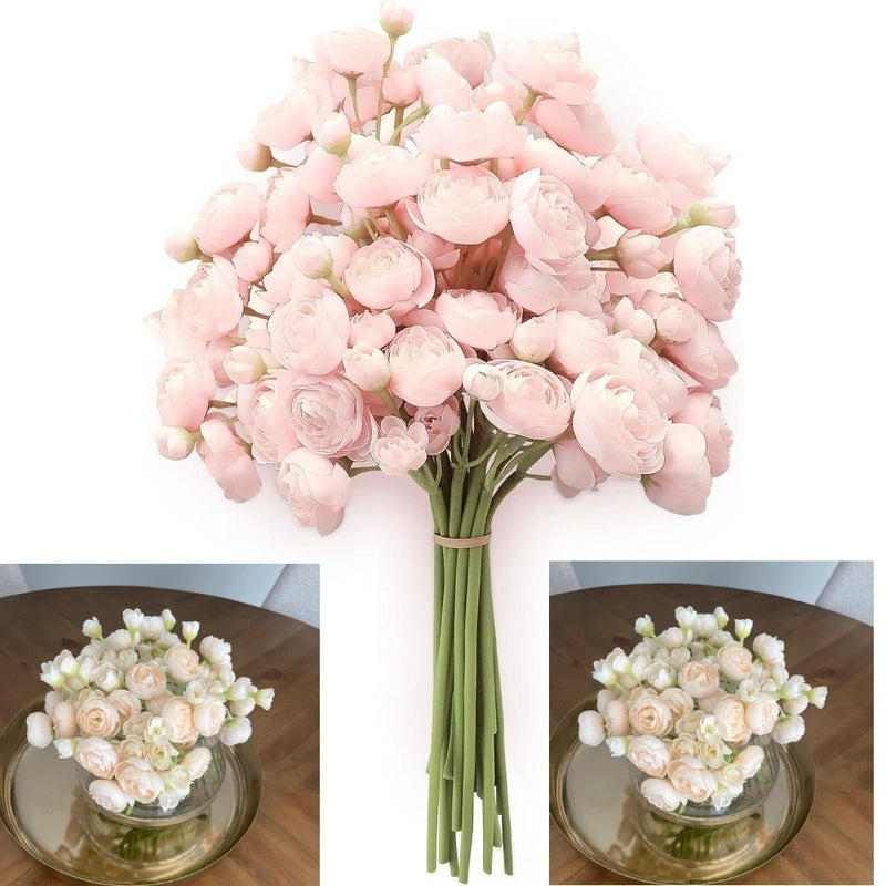 18Pcs Artificial Buttercup Flowers Realistic Flowers Bridal Bouquet Home Decor Ranunculus