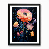 Surreal Florals Ranunculus 1 Flower Framed Wall Art Poster Canvas Print Picture Ranunculus