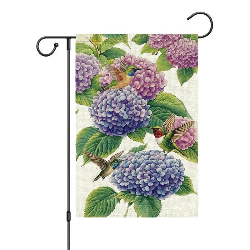 Spring Summer Blue Hydrangea Garden Flag 12x18 Inch Double Sided Burlap Decor Hydrangea